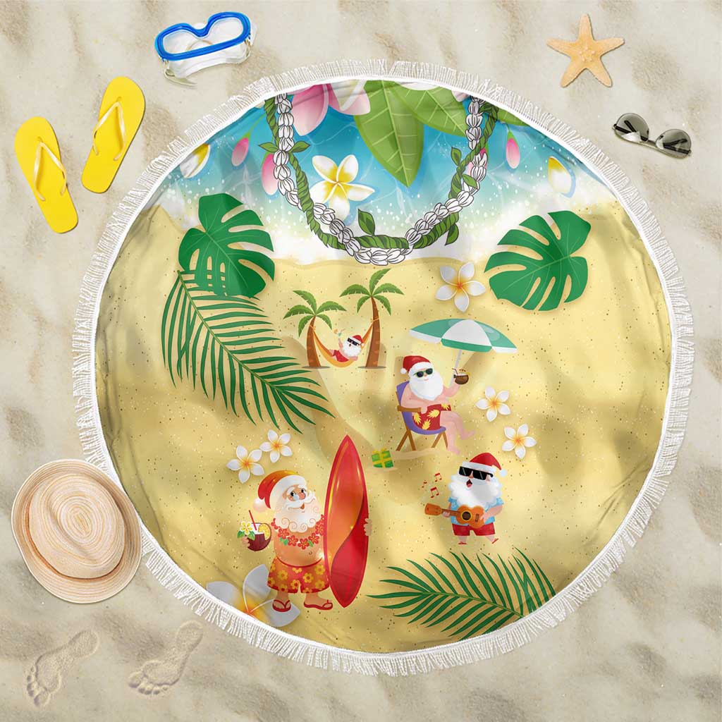 Hawaiian Mele Kalikimaka Beach Blanket Tropical Plumeria and Lei Funny Santa Beach - Polynesian Pride
