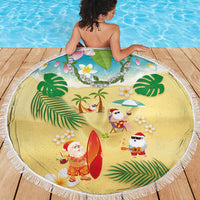 Hawaiian Mele Kalikimaka Beach Blanket Tropical Plumeria and Lei Funny Santa Beach - Polynesian Pride