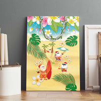 Hawaiian Mele Kalikimaka Canvas Wall Art Tropical Plumeria and Lei Funny Santa Beach - Polynesian Pride