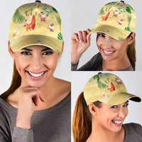 Hawaiian Mele Kalikimaka Classic Cap Funny Santa Claus on Beach with Tropical Plants and Lei - Polynesian Pride