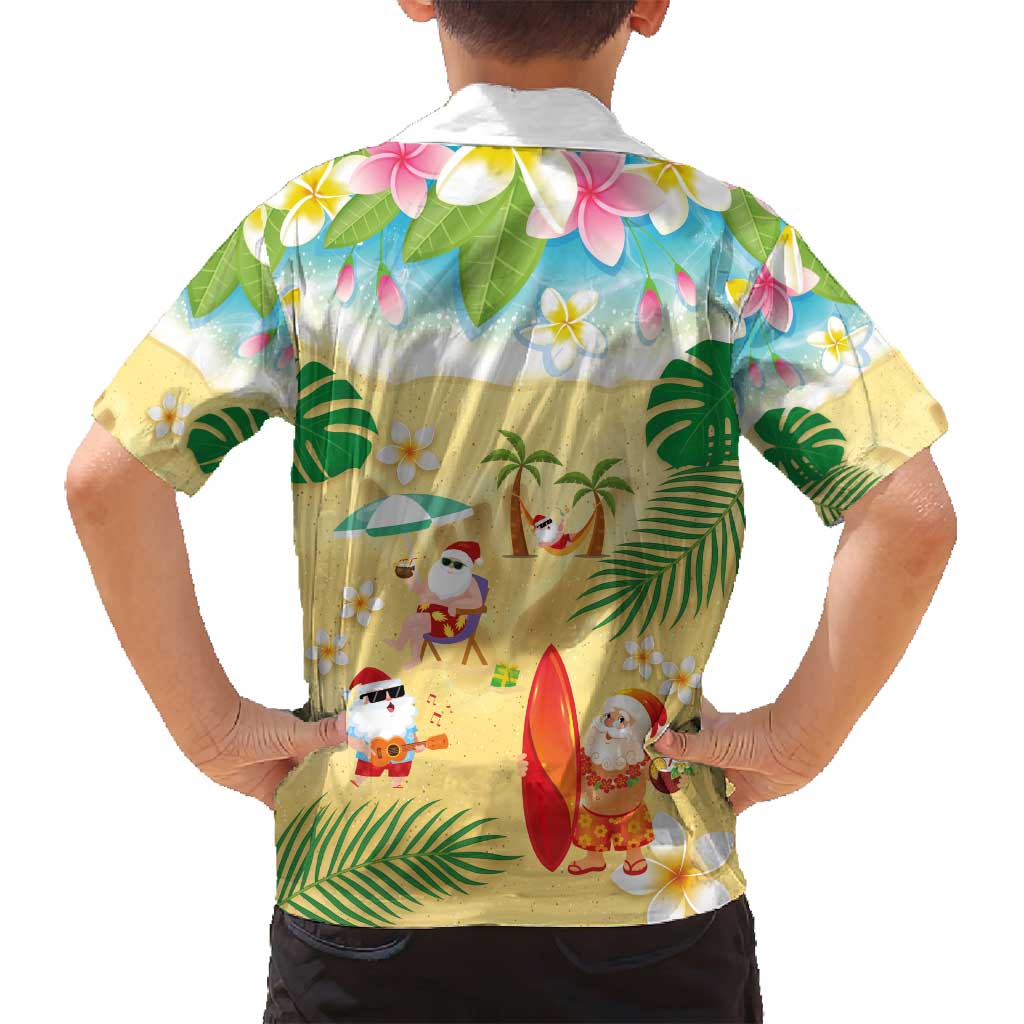 Hawaiian Mele Kalikimaka Family Matching Long Sleeve Bodycon Dress and Hawaiian Shirt Tropical Plumeria and Lei Funny Santa Beach - Polynesian Pride