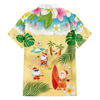 Hawaiian Mele Kalikimaka Family Matching Off Shoulder Maxi Dress and Hawaiian Shirt Tropical Plumeria and Lei Funny Santa Beach - Polynesian Pride