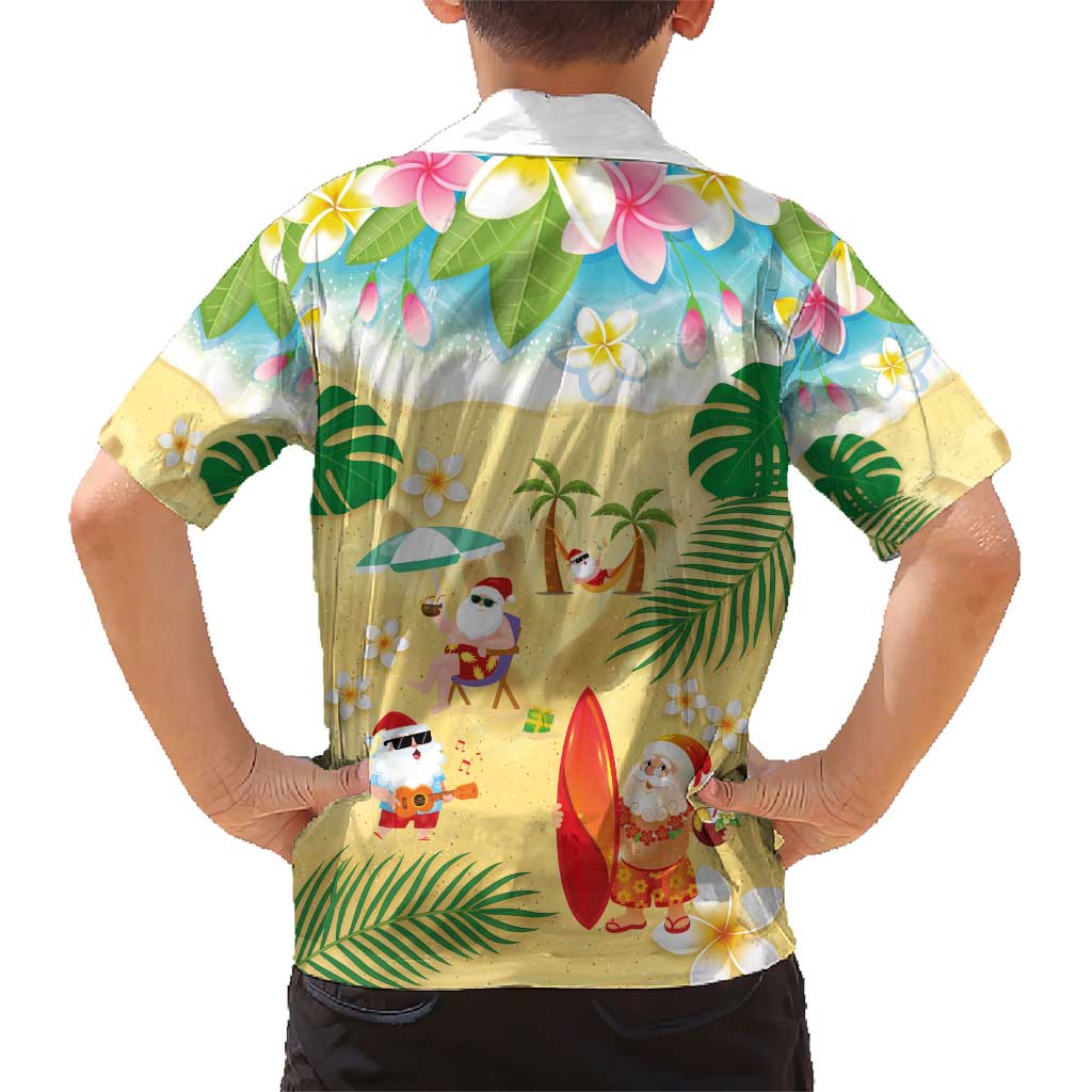 Hawaiian Mele Kalikimaka Family Matching Short Sleeve Bodycon Dress and Hawaiian Shirt Tropical Plumeria and Lei Funny Santa Beach - Polynesian Pride