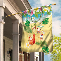 Hawaiian Mele Kalikimaka Garden Flag Tropical Plumeria and Lei Funny Santa Beach - Polynesian Pride
