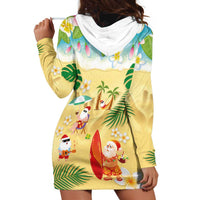 Hawaiian Mele Kalikimaka Hoodie Dress Tropical Plumeria and Lei Funny Santa Beach - Polynesian Pride