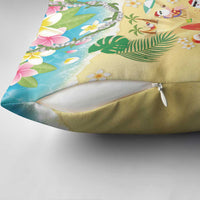 Hawaiian Mele Kalikimaka Pillow Cover Tropical Plumeria and Lei Funny Santa Beach - Polynesian Pride