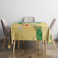 Hawaiian Mele Kalikimaka Tablecloth Tropical Plumeria and Lei Funny Santa Beach - Polynesian Pride