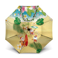 Hawaiian Mele Kalikimaka Umbrella Tropical Plumeria and Lei Funny Santa Beach - Polynesian Pride