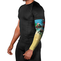 Hawaiian Mele Kalikimaka Arm Sleeves Tropical Xmas Turtles Red Poinsettia Watercolor - Polynesian Pride