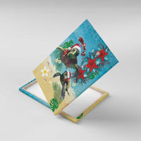 Hawaiian Mele Kalikimaka Canvas Wall Art Tropical Xmas Turtles Red Poinsettia Watercolor - Polynesian Pride
