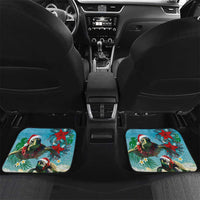 Hawaiian Mele Kalikimaka Car Mats Tropical Xmas Turtles Red Poinsettia Watercolor - Polynesian Pride