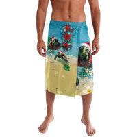 Hawaiian Mele Kalikimaka Lavalava Tropical Xmas Turtles Red Poinsettia Watercolor - Polynesian Pride