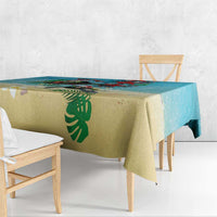 Hawaiian Mele Kalikimaka Tablecloth Tropical Xmas Turtles Red Poinsettia Watercolor - Polynesian Pride