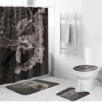 Hawaiian Plumeria and Hibiscus with Turtles Bathroom Set Polynesian Art Grayscale - Polynesian Pride