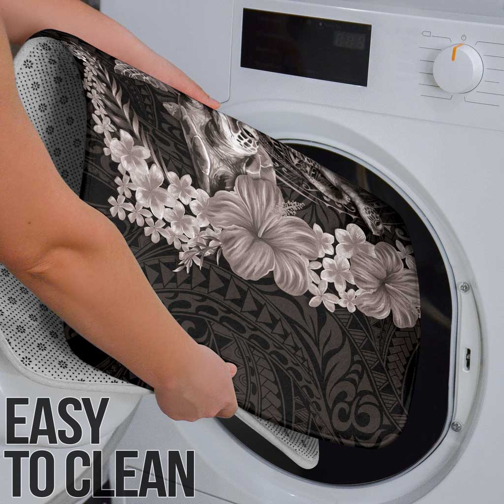 Hawaiian Plumeria and Hibiscus with Turtles Bathroom Set Polynesian Art Grayscale - Polynesian Pride