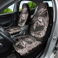 Hawaiian Plumeria and Hibiscus with Turtles Car Seat Cover Polynesian Art Grayscale - Polynesian Pride