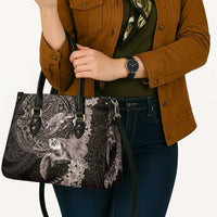 Hawaiian Plumeria and Hibiscus with Turtles Leather Bag Polynesian Art Grayscale - Polynesian Pride