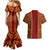 Hawaii Style Hibiscus and Tribal Element Fabric Patchwork Couples Matching Mermaid Dress and Hawaiian Shirt LT03 - Polynesian Pride