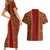 Hawaii Style Hibiscus and Tribal Element Fabric Patchwork Couples Matching Short Sleeve Bodycon Dress and Hawaiian Shirt LT03 - Polynesian Pride