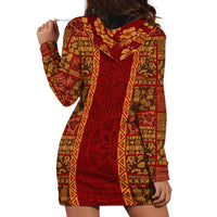 Hawaii Style Hibiscus and Tribal Element Fabric Patchwork Hoodie Dress LT03 - Polynesian Pride