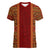 Hawaii Style Hibiscus and Tribal Element Fabric Patchwork Women V Neck T Shirt LT03 Female Red - Polynesian Pride
