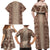 Hawaii Style Hibiscus and Tribal Element Fabric Patchwork Family Matching Off Shoulder Maxi Dress and Hawaiian Shirt Beige Version LT03 - Polynesian Pride