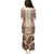 Hawaii Style Hibiscus and Tribal Element Fabric Patchwork Family Matching Puletasi Dress and Hawaiian Shirt Beige Version LT03 - Polynesian Pride