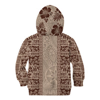 Hawaii Style Hibiscus and Tribal Element Fabric Patchwork Kid Hoodie Beige Version LT03 - Polynesian Pride