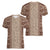 Hawaii Style Hibiscus and Tribal Element Fabric Patchwork Women V Neck T Shirt Beige Version LT03 - Polynesian Pride