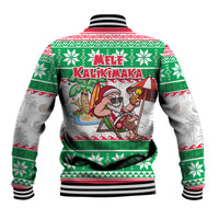Hawaii Mele Kalikimaka Baseball Jacket Aloha Santa and Palm Tree Mix Kakau Pattern LT03 - Polynesian Pride