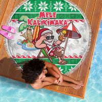 Hawaii Mele Kalikimaka Beach Blanket Aloha Santa and Palm Tree Mix Kakau Pattern LT03 - Polynesian Pride