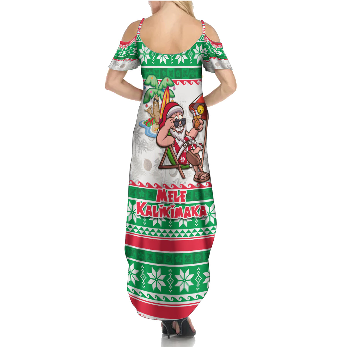 Hawaii Mele Kalikimaka Family Matching Summer Maxi Dress and Hawaiian Shirt Aloha Santa and Palm Tree Mix Kakau Pattern LT03 - Polynesian Pride