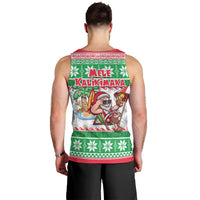 Hawaii Mele Kalikimaka Men Tank Top Aloha Santa and Palm Tree Mix Kakau Pattern LT03 - Polynesian Pride