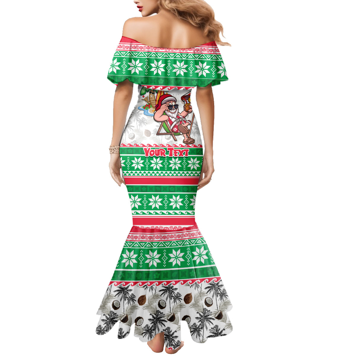 Custom Hawaii Mele Kalikimaka Family Matching Mermaid Dress and Hawaiian Shirt Aloha Santa and Palm Tree Mix Kakau Pattern LT03 - Polynesian Pride