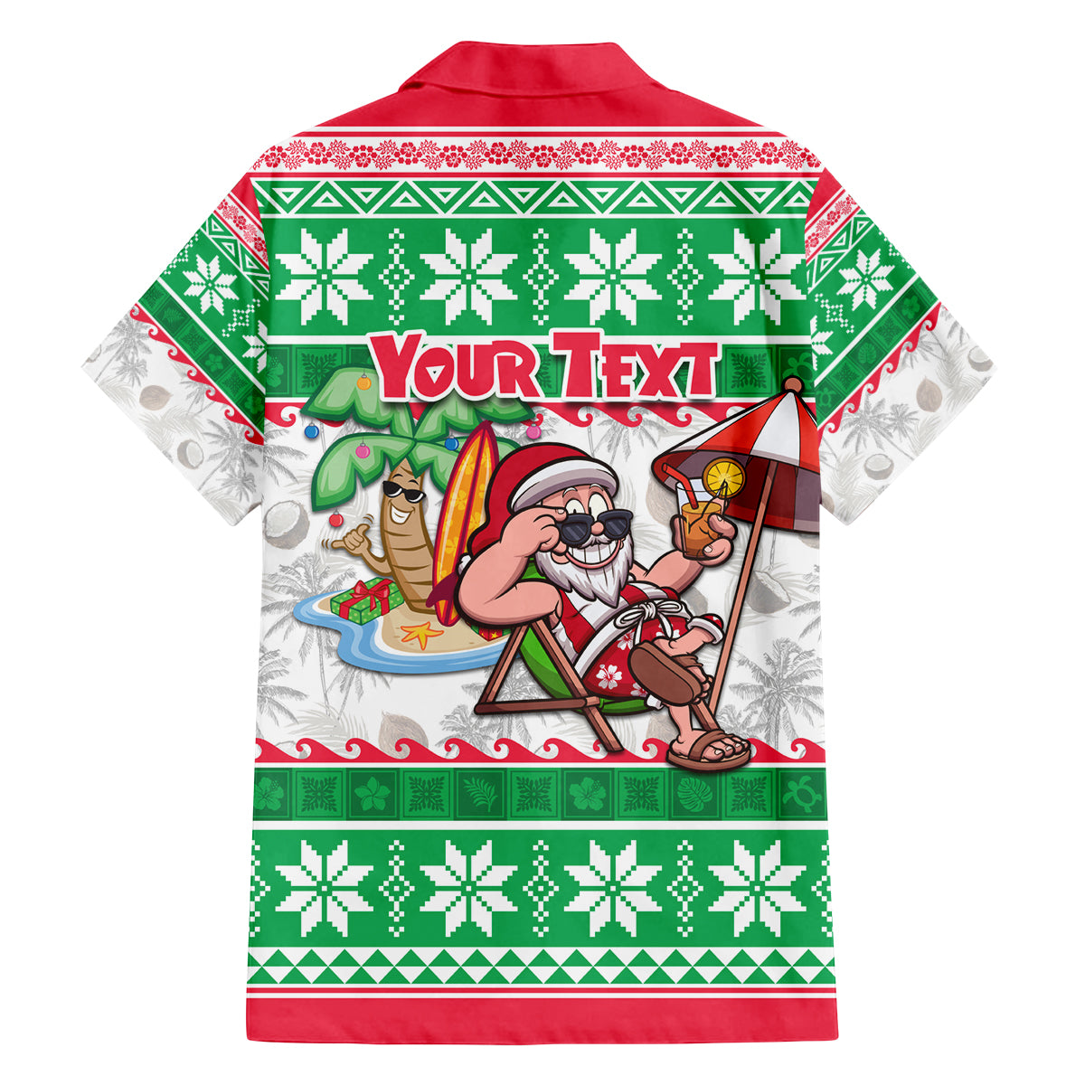Custom Hawaii Mele Kalikimaka Family Matching Puletasi Dress and Hawaiian Shirt Aloha Santa and Palm Tree Mix Kakau Pattern LT03 - Polynesian Pride