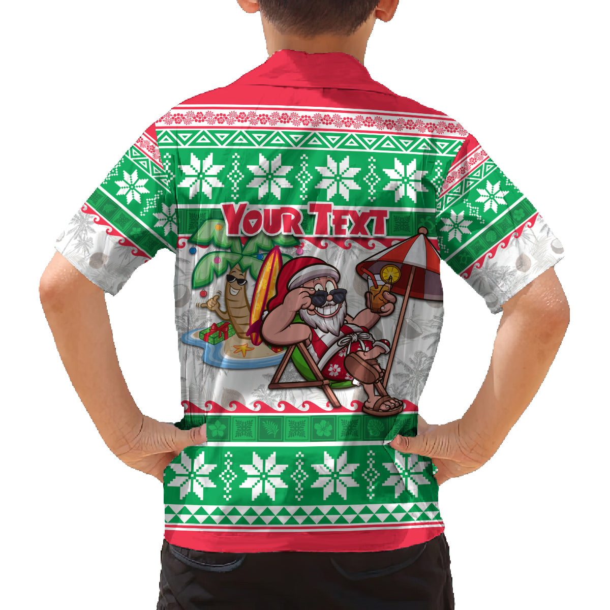 Custom Hawaii Mele Kalikimaka Family Matching Tank Maxi Dress and Hawaiian Shirt Aloha Santa and Palm Tree Mix Kakau Pattern LT03 - Polynesian Pride