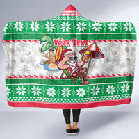 Custom Hawaii Mele Kalikimaka Hooded Blanket Aloha Santa and Palm Tree Mix Kakau Pattern LT03 - Polynesian Pride