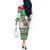 Custom Hawaii Mele Kalikimaka Off The Shoulder Long Sleeve Dress Aloha Santa and Palm Tree Mix Kakau Pattern LT03 - Polynesian Pride
