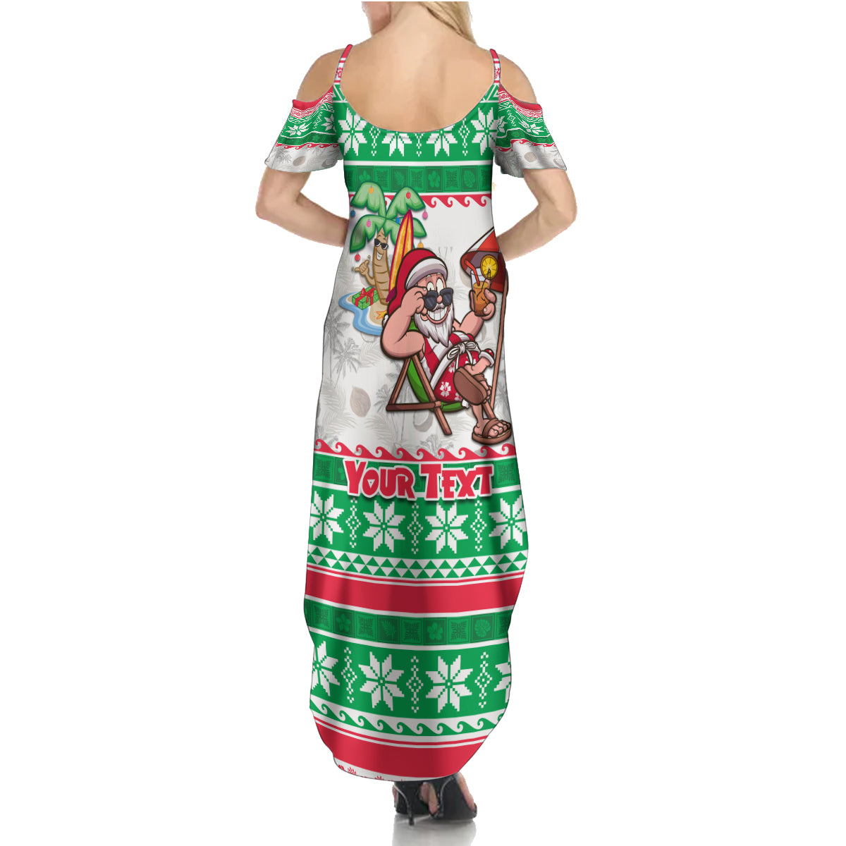 Custom Hawaii Mele Kalikimaka Summer Maxi Dress Aloha Santa and Palm Tree Mix Kakau Pattern LT03 - Polynesian Pride
