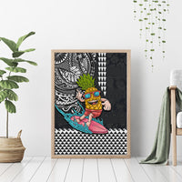 Hawaii Pineapple Surfing With Kakau Tribal Canvas Wall Art LT03 - Polynesian Pride