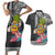 Hawaii Pineapple Surfing With Kakau Tribal Couples Matching Short Sleeve Bodycon Dress and Hawaiian Shirt LT03 Brown - Polynesian Pride