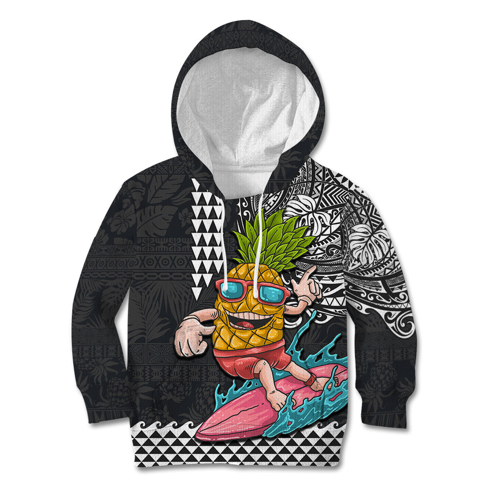 Hawaii Pineapple Surfing With Kakau Tribal Kid Hoodie LT03 Brown - Polynesian Pride