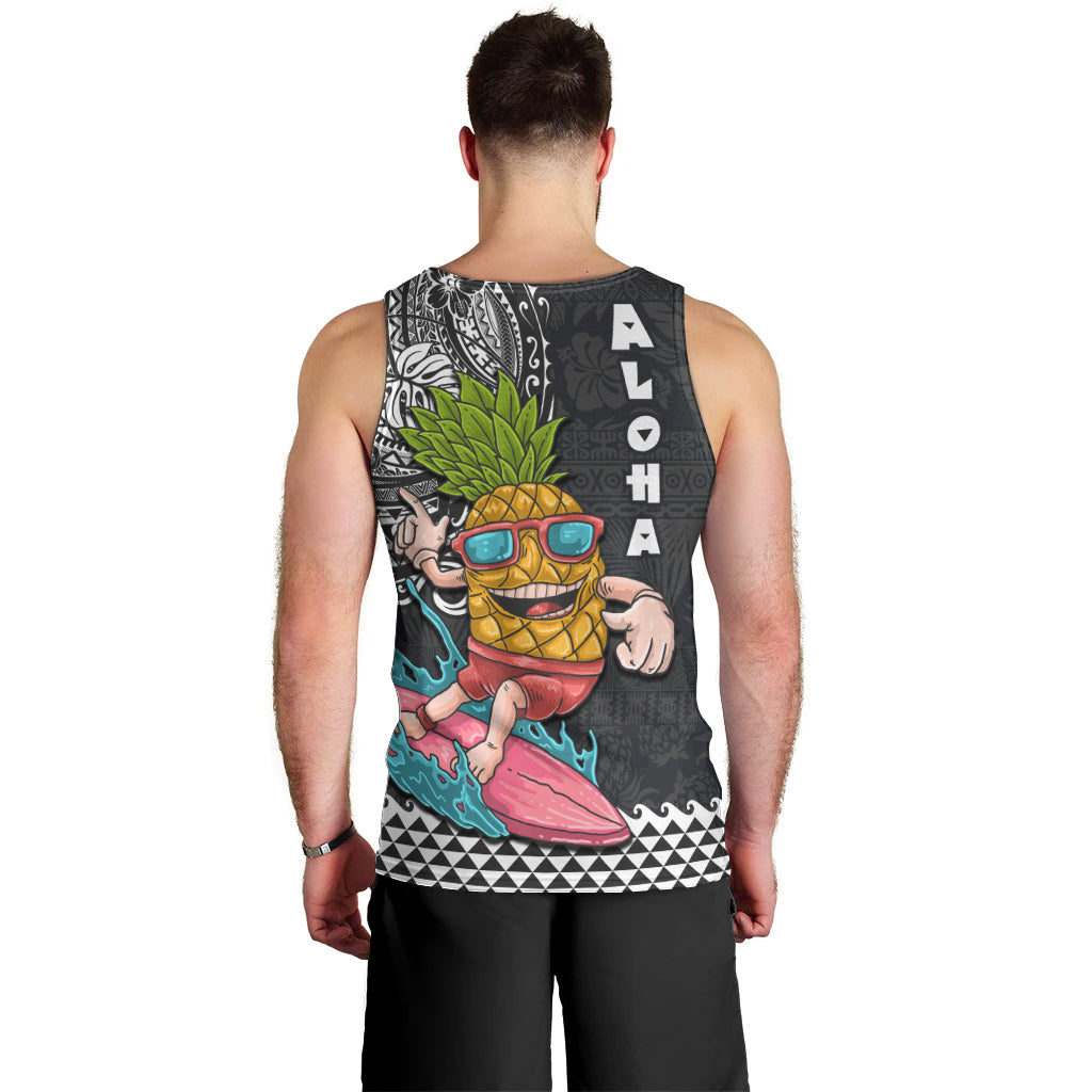 Hawaii Pineapple Surfing With Kakau Tribal Men Tank Top LT03 - Polynesian Pride