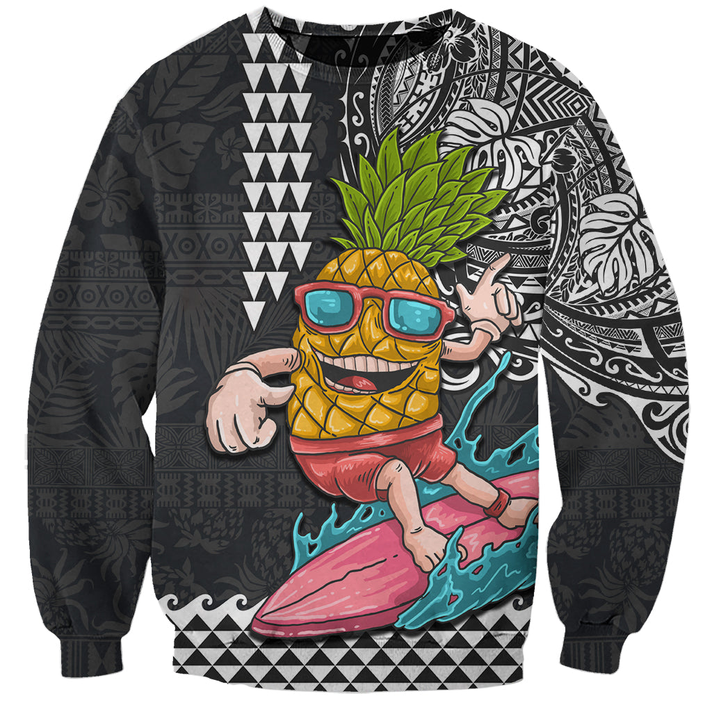 Hawaii Pineapple Surfing With Kakau Tribal Sweatshirt LT03 Unisex Brown - Polynesian Pride