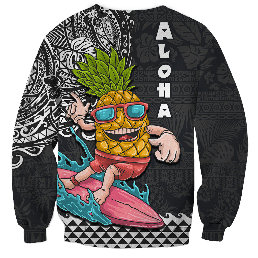Hawaii Pineapple Surfing With Kakau Tribal Sweatshirt LT03 - Polynesian Pride