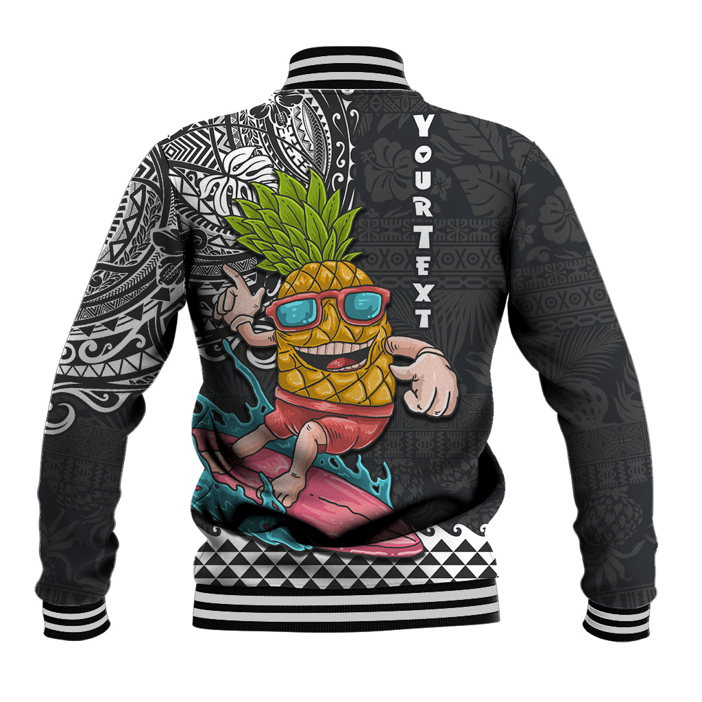 Hawaii Pineapple Surfing Kakau Tribal Personalised Baseball Jacket LT03 - Polynesian Pride