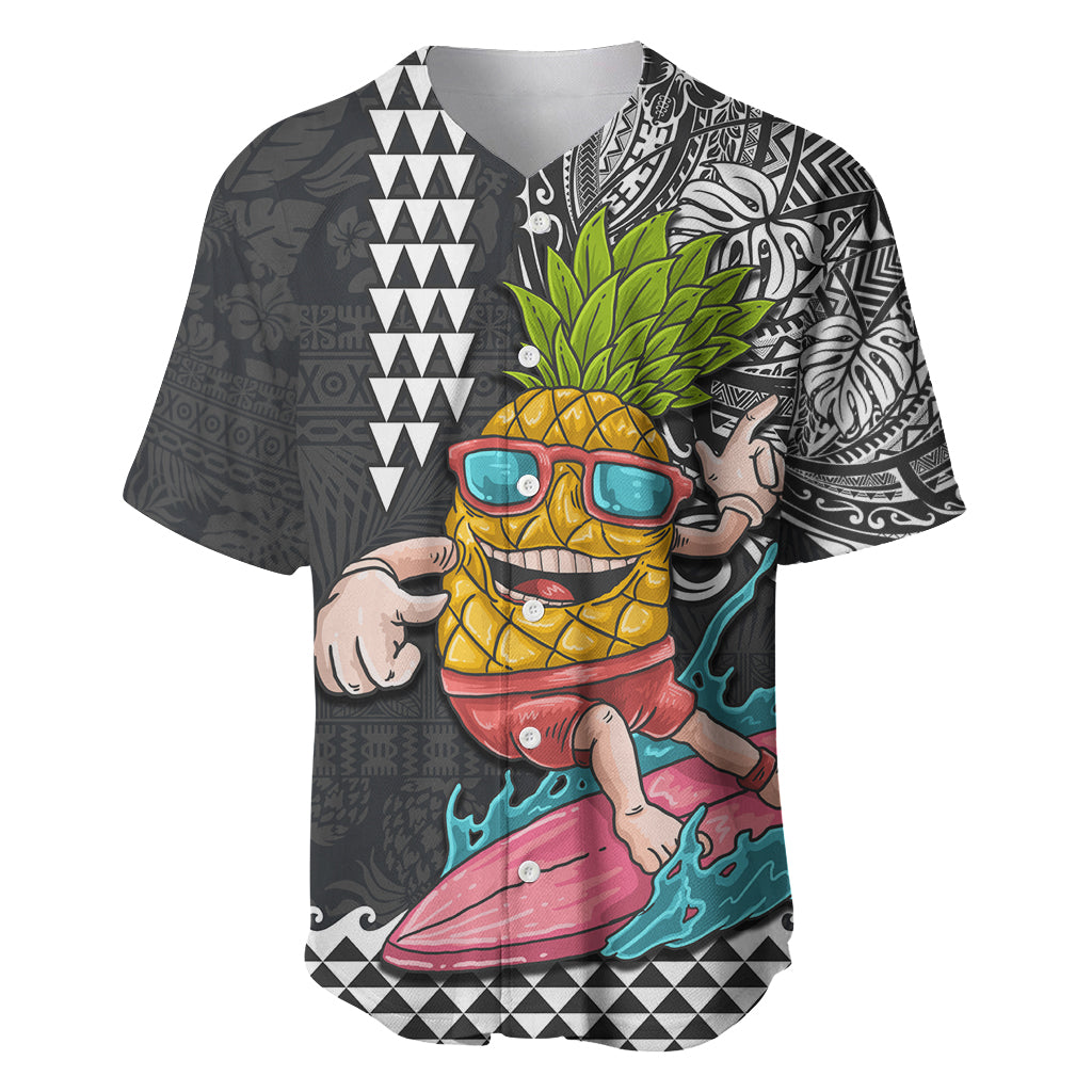 Hawaii Pineapple Surfing Kakau Tribal Personalised Baseball Jersey LT03 Brown - Polynesian Pride