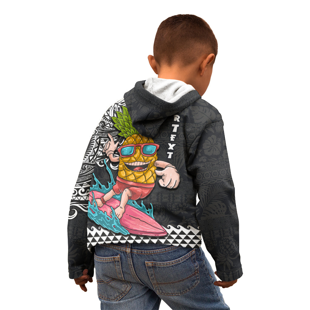 Hawaii Pineapple Surfing Kakau Tribal Personalised Kid Hoodie LT03 - Polynesian Pride