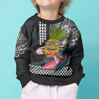 Hawaii Pineapple Surfing Kakau Tribal Personalised Kid Ugly Christmas Sweater LT03 - Polynesian Pride