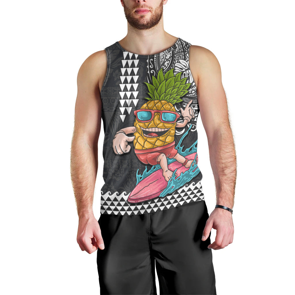 Hawaii Pineapple Surfing Kakau Tribal Personalised Men Tank Top LT03 - Polynesian Pride